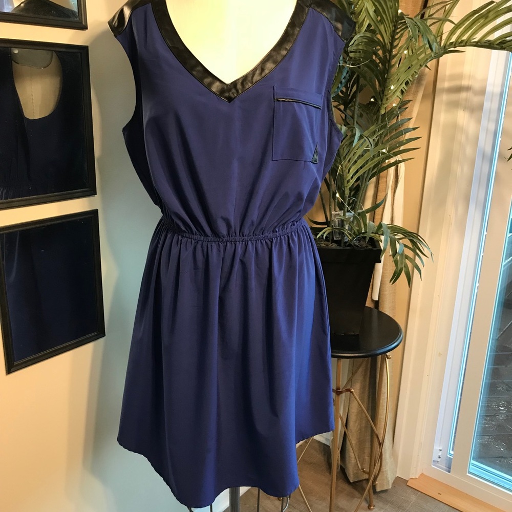 Pleather Detail Dress